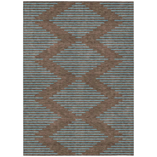 Norelia Brown Washable Indoor-Outdoor Rug-Outdoor Rugs-LOOMLAN Rugs-2'6" x 3'10"-LOOMLAN