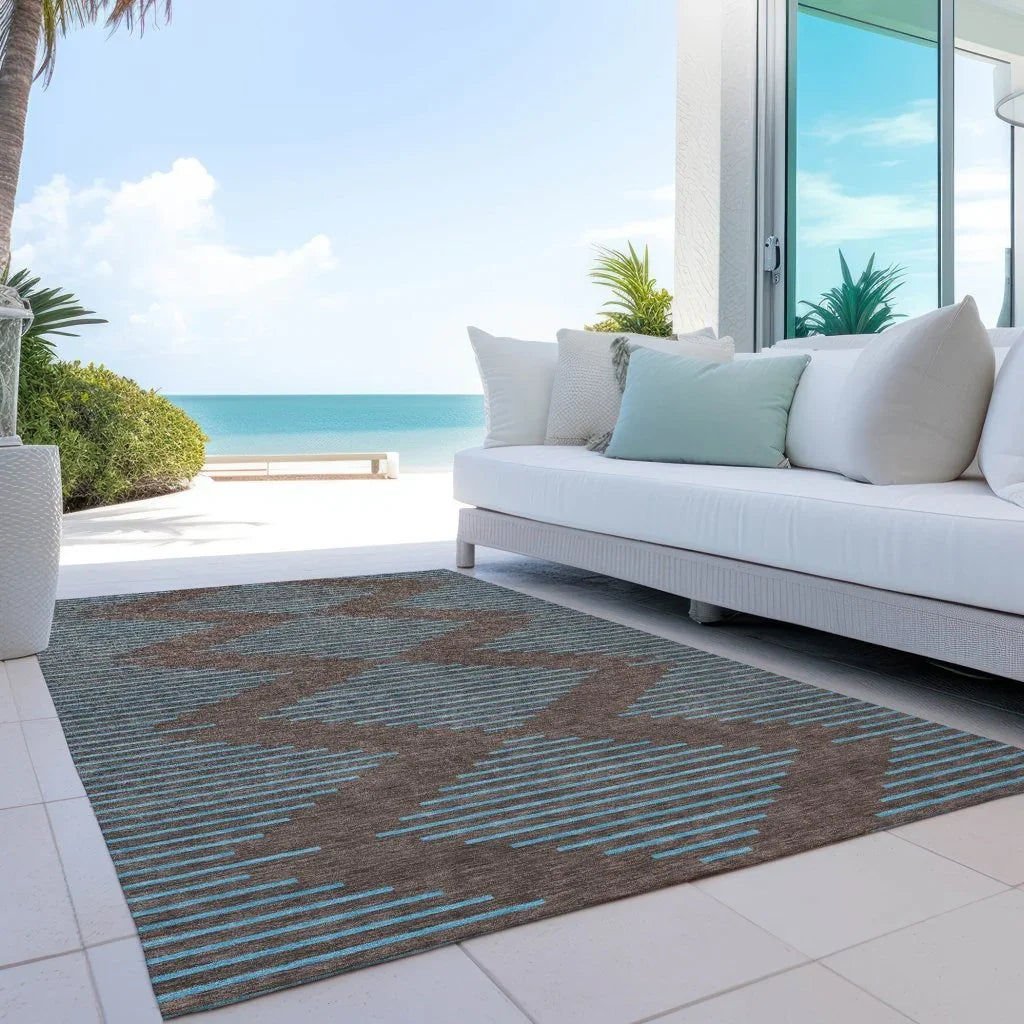 Norelia Brown Washable Indoor-Outdoor Rug-Outdoor Rugs-LOOMLAN Rugs-LOOMLAN