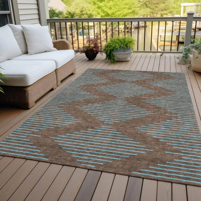 Norelia Brown Washable Indoor-Outdoor Rug-Outdoor Rugs-LOOMLAN Rugs-LOOMLAN