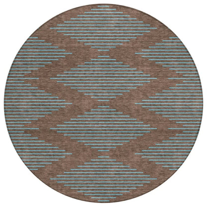 Norelia Brown Washable Indoor-Outdoor Rug-Outdoor Rugs-LOOMLAN Rugs-8' x 8'-LOOMLAN