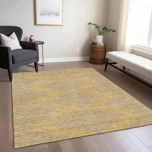 Norelia Gold Washable Indoor-Outdoor Rug-Outdoor Rugs-LOOMLAN Rugs-LOOMLAN