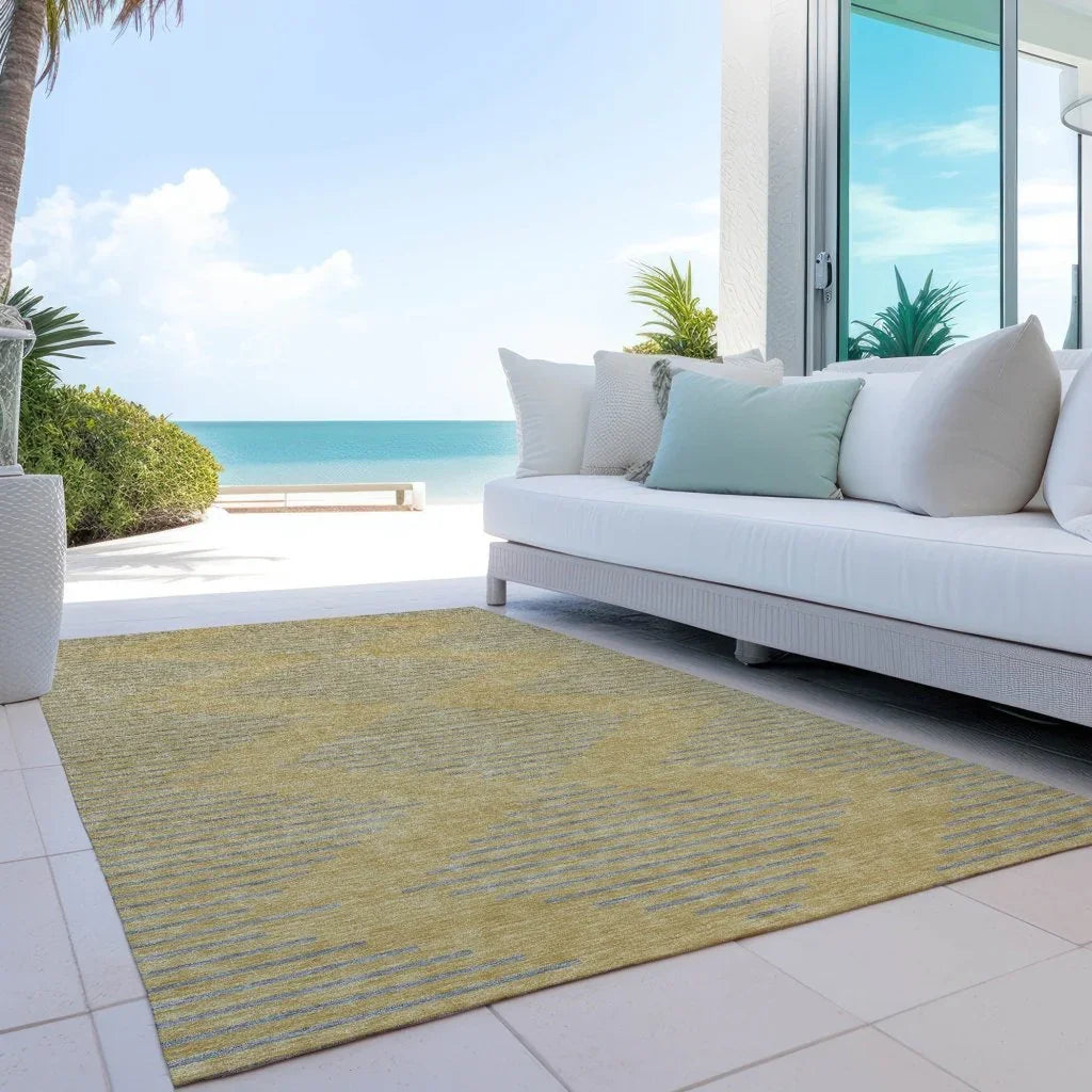 Norelia Gold Washable Indoor-Outdoor Rug-Outdoor Rugs-LOOMLAN Rugs-LOOMLAN