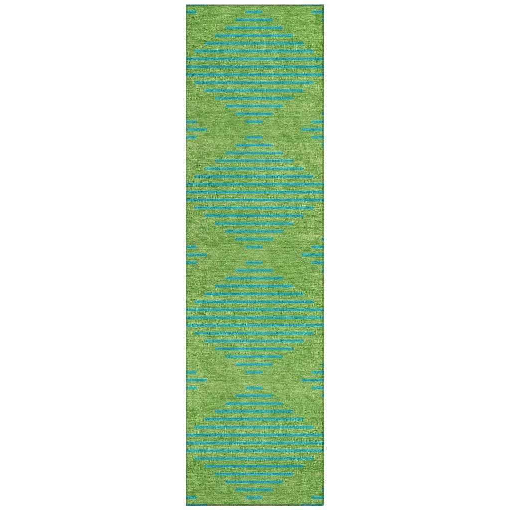 Norelia Green Washable Indoor-Outdoor Rug-Outdoor Rugs-LOOMLAN Rugs-2'3" x 7'6"-LOOMLAN