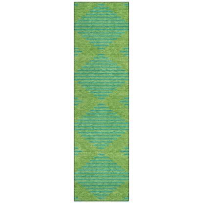 Norelia Green Washable Indoor-Outdoor Rug-Outdoor Rugs-LOOMLAN Rugs-2'3" x 7'6"-LOOMLAN