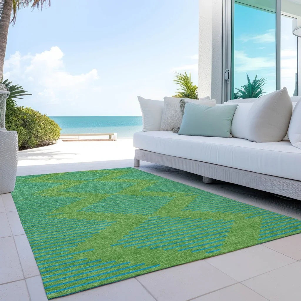 Norelia Green Washable Indoor-Outdoor Rug-Outdoor Rugs-LOOMLAN Rugs-LOOMLAN
