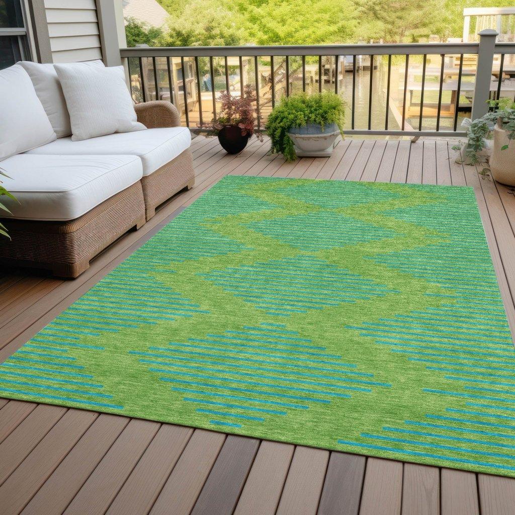 Norelia Green Washable Indoor-Outdoor Rug-Outdoor Rugs-LOOMLAN Rugs-LOOMLAN