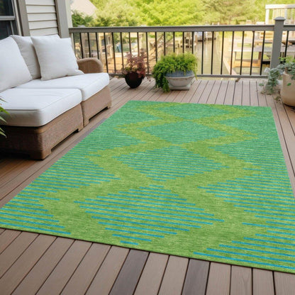 Norelia Green Washable Indoor-Outdoor Rug-Outdoor Rugs-LOOMLAN Rugs-LOOMLAN
