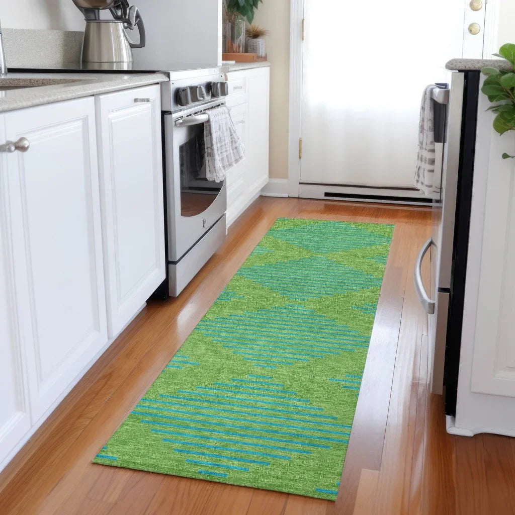 Norelia Green Washable Indoor-Outdoor Rug-Outdoor Rugs-LOOMLAN Rugs-LOOMLAN
