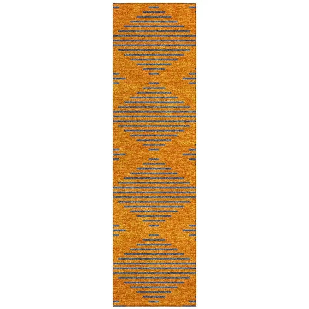 Norelia Orange Washable Indoor-Outdoor Rug-Outdoor Rugs-LOOMLAN Rugs-2'3" x 7'6"-LOOMLAN