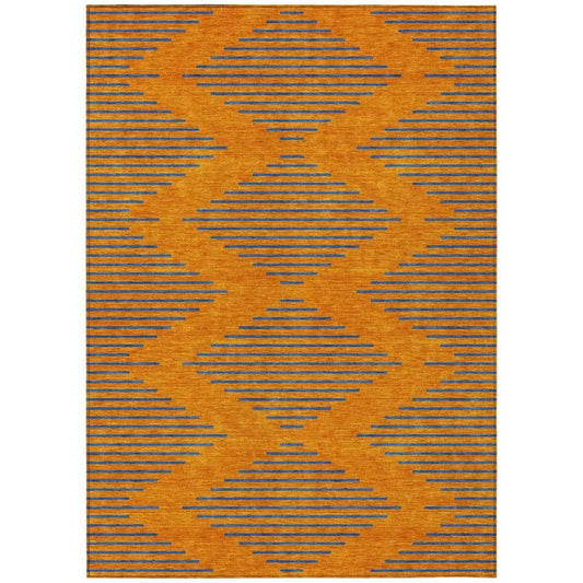 Norelia Orange Washable Indoor-Outdoor Rug-Outdoor Rugs-LOOMLAN Rugs-2'6" x 3'10"-LOOMLAN