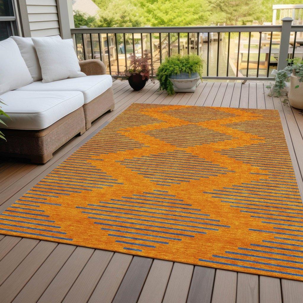 Norelia Orange Washable Indoor-Outdoor Rug-Outdoor Rugs-LOOMLAN Rugs-LOOMLAN
