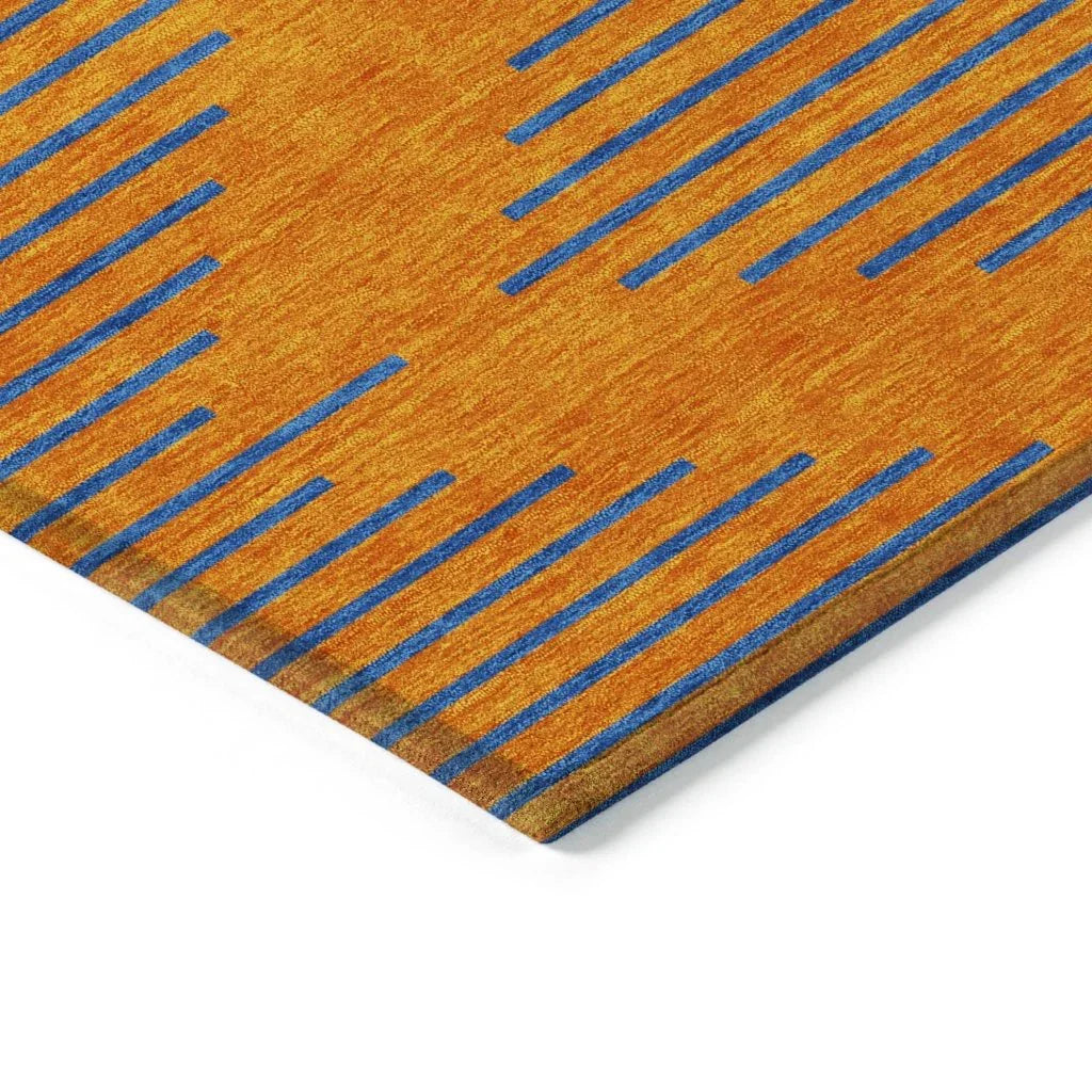 Norelia Orange Washable Indoor-Outdoor Rug-Outdoor Rugs-LOOMLAN Rugs-LOOMLAN