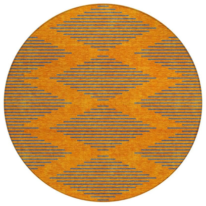 Norelia Orange Washable Indoor-Outdoor Rug-Outdoor Rugs-LOOMLAN Rugs-8' x 8'-LOOMLAN