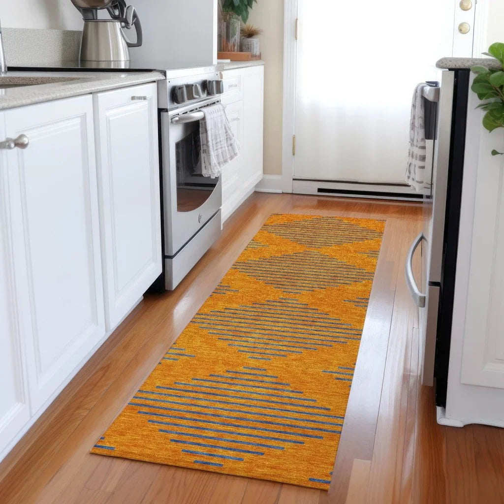 Norelia Orange Washable Indoor-Outdoor Rug-Outdoor Rugs-LOOMLAN Rugs-LOOMLAN