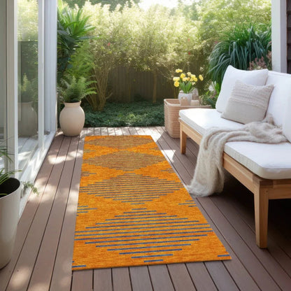 Norelia Orange Washable Indoor-Outdoor Rug-Outdoor Rugs-LOOMLAN Rugs-LOOMLAN