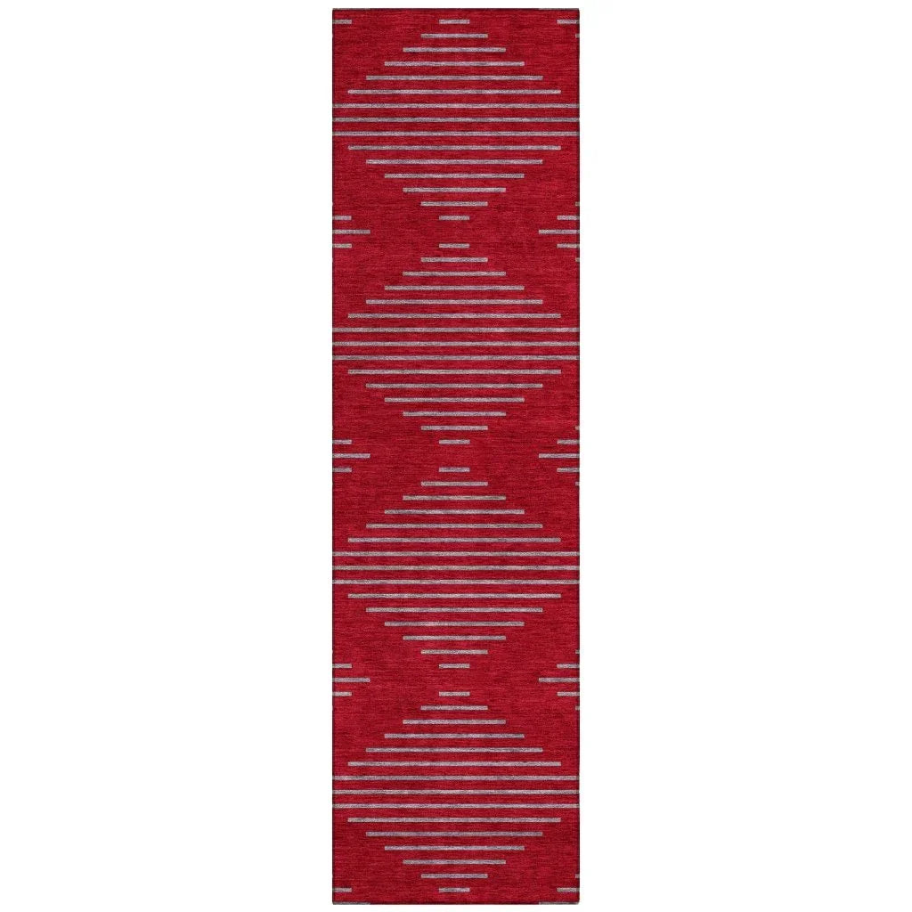 Norelia Red Washable Indoor-Outdoor Rug-Outdoor Rugs-LOOMLAN Rugs-2'3" x 7'6"-LOOMLAN