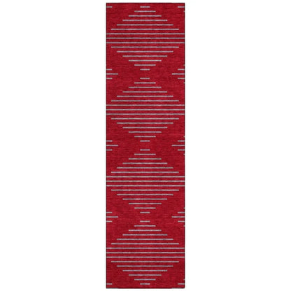 Norelia Red Washable Indoor-Outdoor Rug-Outdoor Rugs-LOOMLAN Rugs-2'3" x 7'6"-LOOMLAN