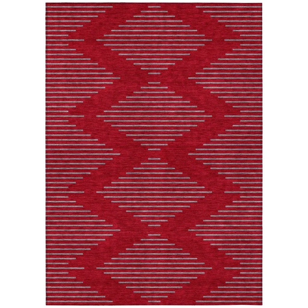 Norelia Red Washable Indoor-Outdoor Rug-Outdoor Rugs-LOOMLAN Rugs-2'6" x 3'10"-LOOMLAN