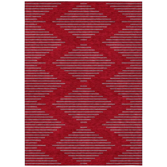 Norelia Red Washable Indoor-Outdoor Rug-Outdoor Rugs-LOOMLAN Rugs-2'6" x 3'10"-LOOMLAN