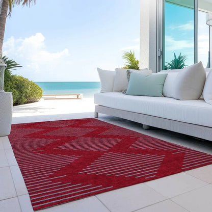 Norelia Red Washable Indoor-Outdoor Rug-Outdoor Rugs-LOOMLAN Rugs-LOOMLAN