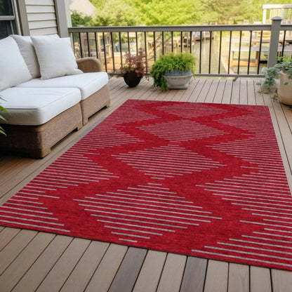 Norelia Red Washable Indoor-Outdoor Rug-Outdoor Rugs-LOOMLAN Rugs-LOOMLAN