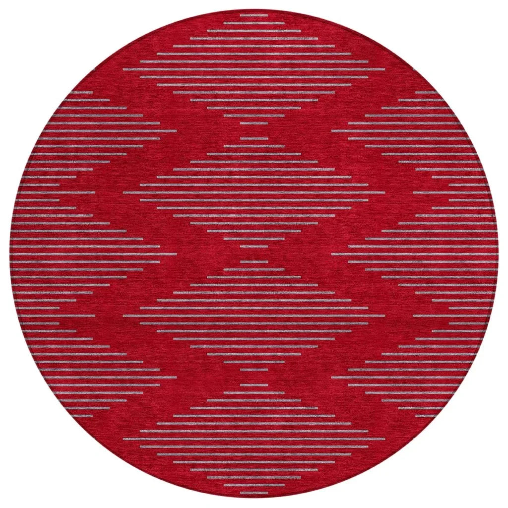 Norelia Red Washable Indoor-Outdoor Rug-Outdoor Rugs-LOOMLAN Rugs-8' x 8'-LOOMLAN