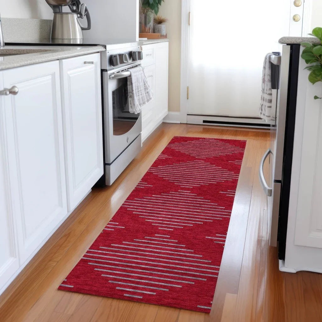 Norelia Red Washable Indoor-Outdoor Rug-Outdoor Rugs-LOOMLAN Rugs-LOOMLAN