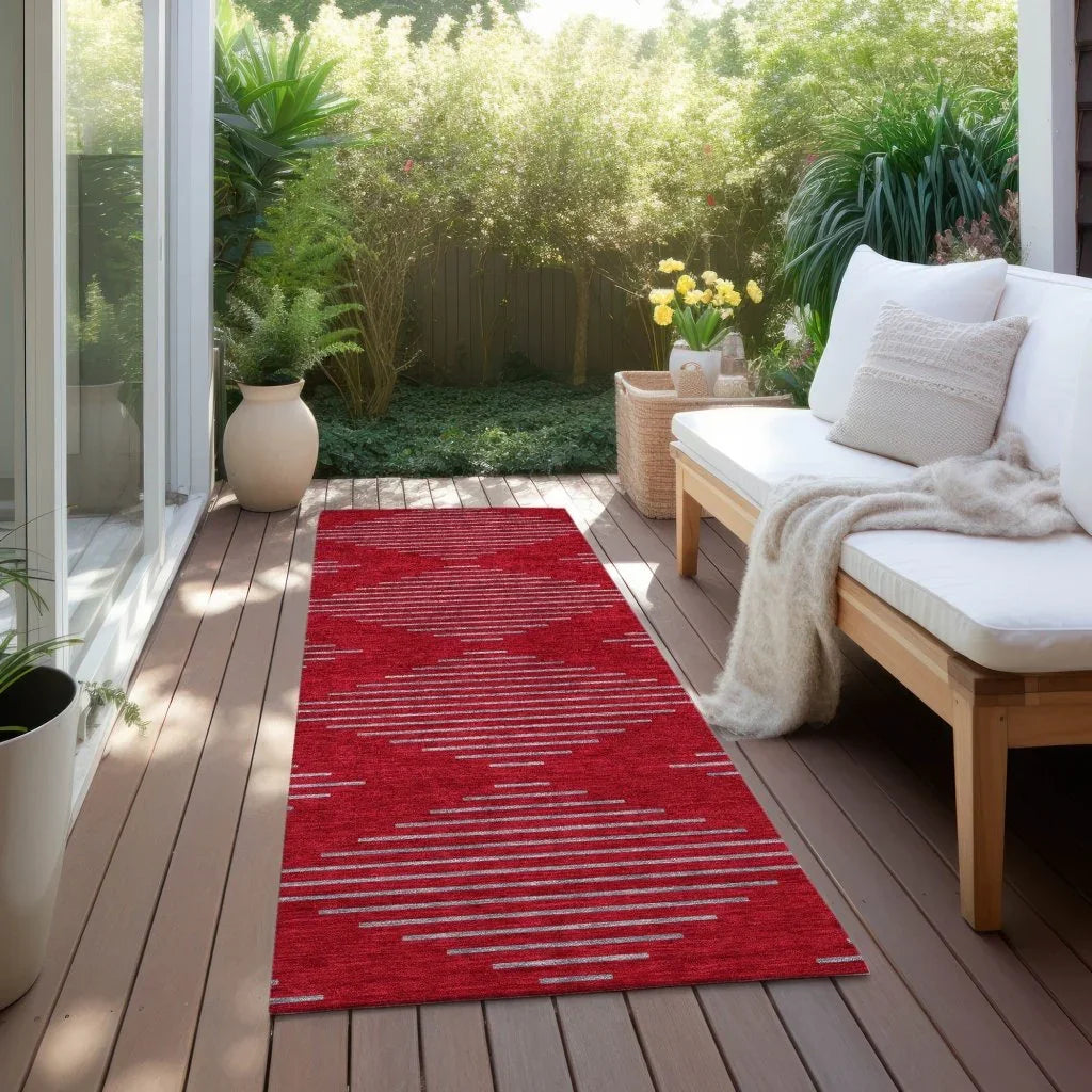 Norelia Red Washable Indoor-Outdoor Rug-Outdoor Rugs-LOOMLAN Rugs-LOOMLAN