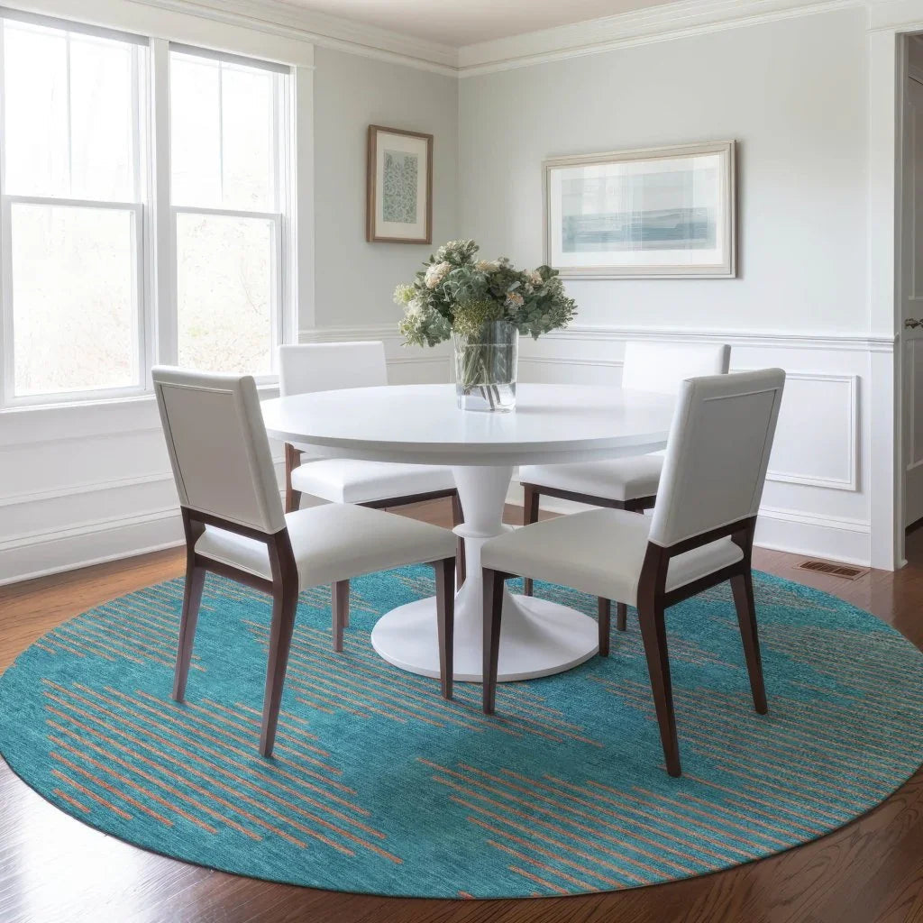 Norelia Teal Washable Indoor-Outdoor Rug-Outdoor Rugs-LOOMLAN Rugs-LOOMLAN