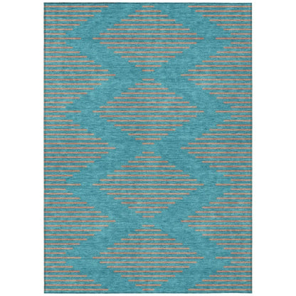 Norelia Teal Washable Indoor-Outdoor Rug-Outdoor Rugs-LOOMLAN Rugs-2'6" x 3'10"-LOOMLAN