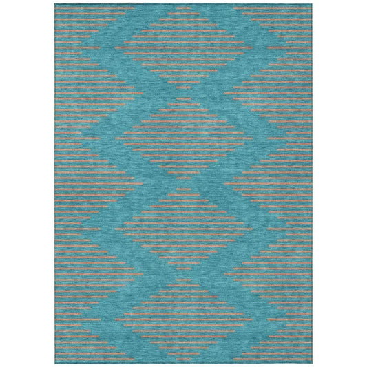 Norelia Teal Washable Indoor-Outdoor Rug-Outdoor Rugs-LOOMLAN Rugs-2'6" x 3'10"-LOOMLAN
