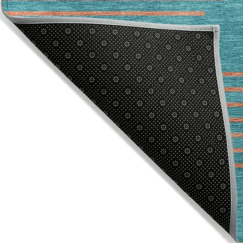 Norelia Teal Washable Indoor-Outdoor Rug-Outdoor Rugs-LOOMLAN Rugs-LOOMLAN