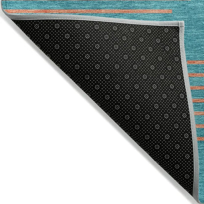 Norelia Teal Washable Indoor-Outdoor Rug-Outdoor Rugs-LOOMLAN Rugs-LOOMLAN