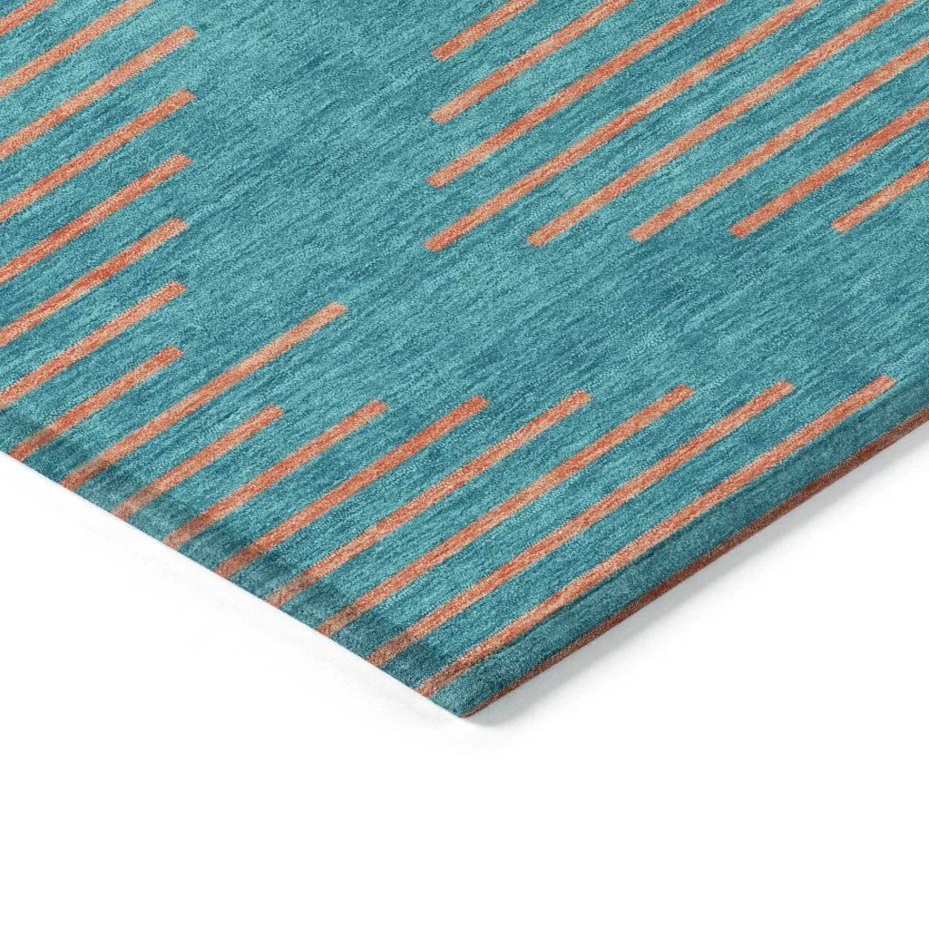 Norelia Teal Washable Indoor-Outdoor Rug-Outdoor Rugs-LOOMLAN Rugs-LOOMLAN