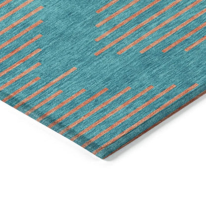 Norelia Teal Washable Indoor-Outdoor Rug-Outdoor Rugs-LOOMLAN Rugs-LOOMLAN