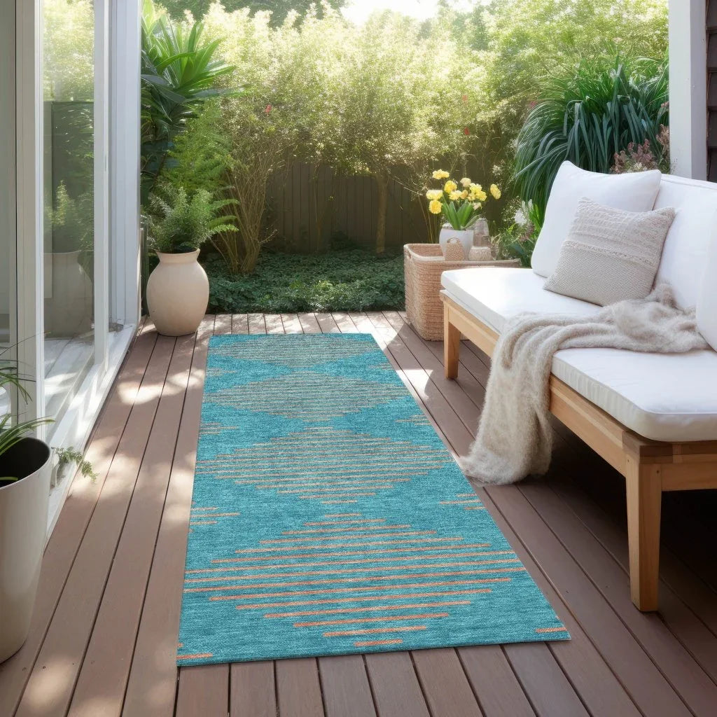 Norelia Teal Washable Indoor-Outdoor Rug-Outdoor Rugs-LOOMLAN Rugs-LOOMLAN