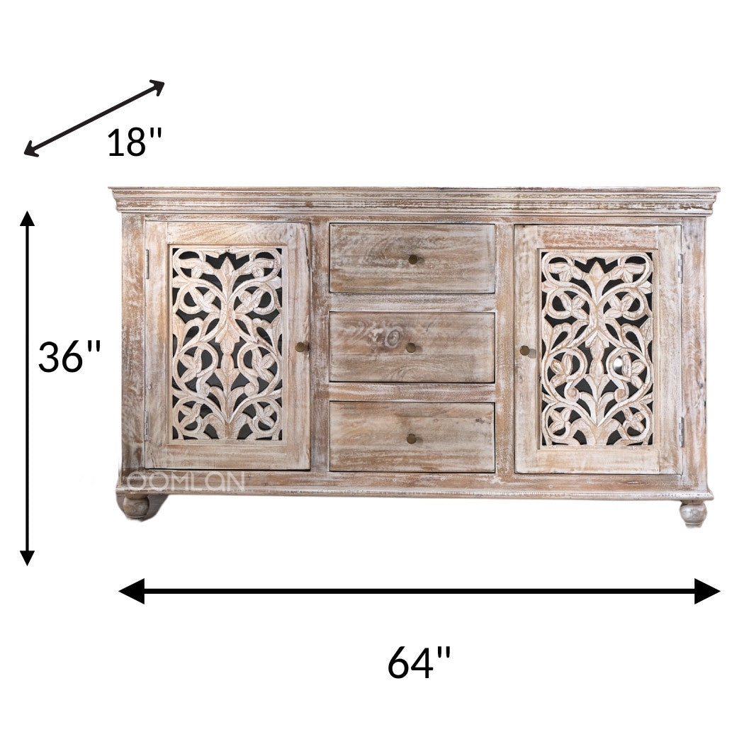 Norella Three Drawers Wood Sideboard
