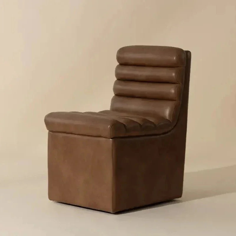 Norm Leather Wheeled Dining Chair - LOOMLAN - SUNPAN - Dining Chairs