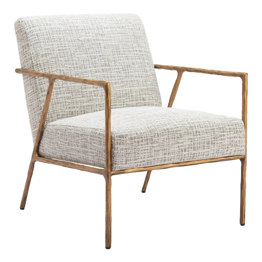 Norrebro Wood & Steel Beige Accent Chair Arm - LOOMLAN - Zuo Modern - Accent Chairs