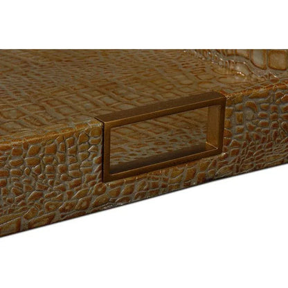 Norton Croco Leather Antique Green Tray - LOOMLAN - Sarreid - Trays