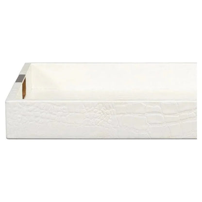 Norton Croco Leather and Brass Ivory Tray - LOOMLAN - Sarreid - Trays