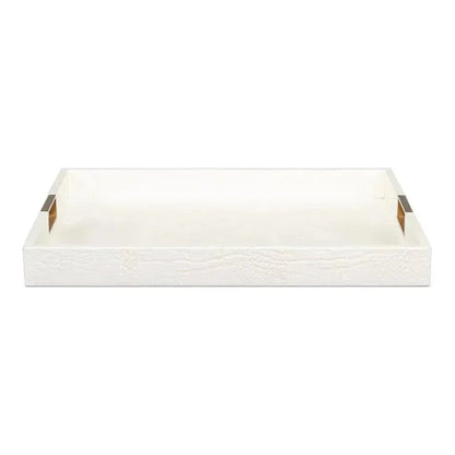 Norton Croco Leather and Brass Ivory Tray - LOOMLAN - Sarreid - Trays