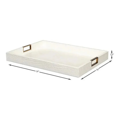 Norton Croco Leather and Brass Ivory Tray - LOOMLAN - Sarreid - Trays