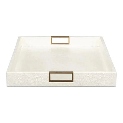 Norton Croco Leather and Brass Ivory Tray - LOOMLAN - Sarreid - Trays