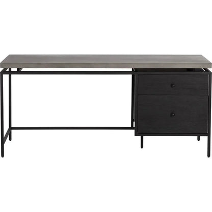 Norwood Desk Concrete Top Black Metal-Home Office Desks-SUNPAN-LOOMLAN