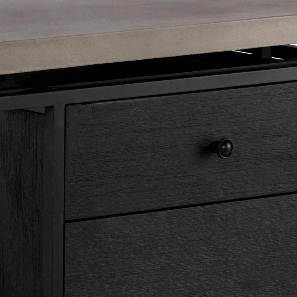 Norwood Desk Concrete Top Black Metal-Home Office Desks-SUNPAN-LOOMLAN