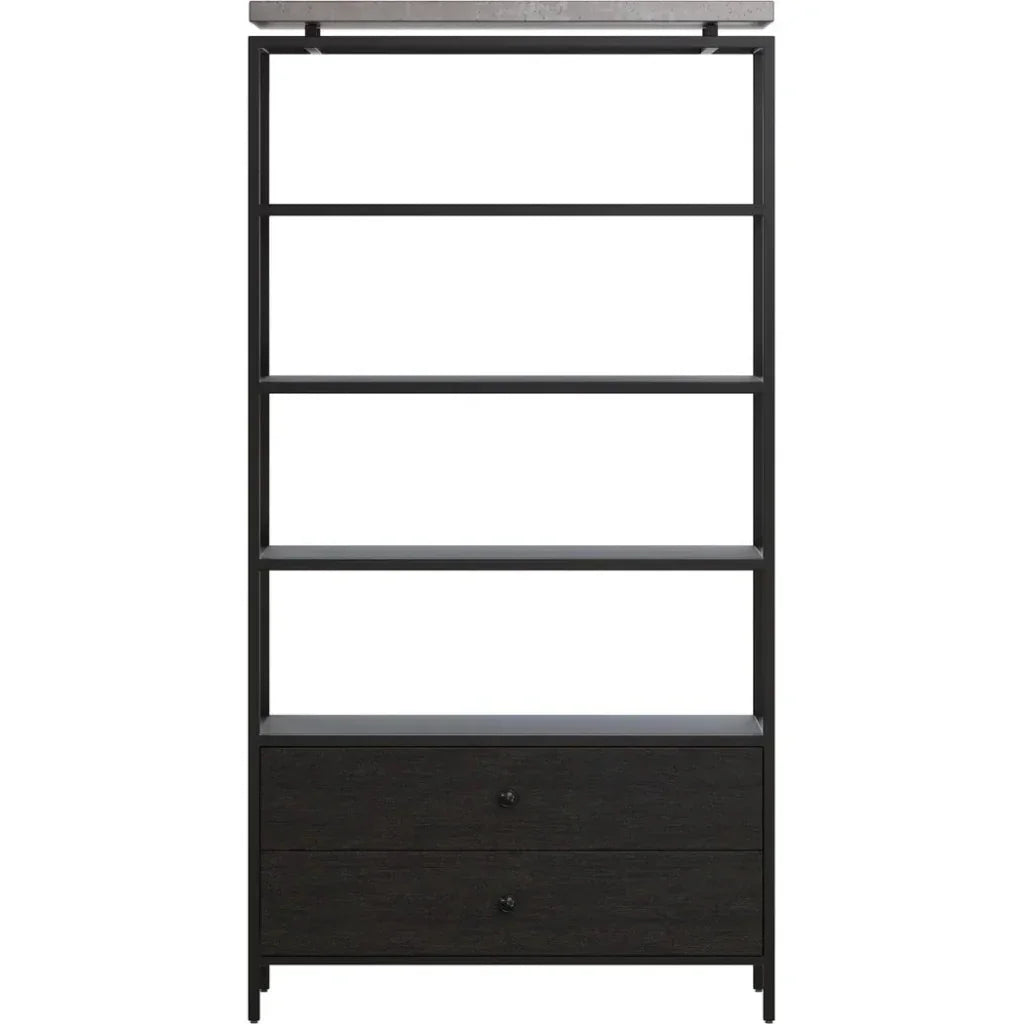 Norwood Iron Framed Black Etagere-Etageres-SUNPAN-LOOMLAN