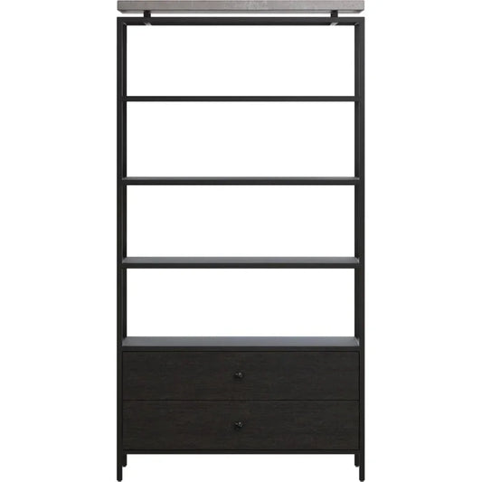 Norwood Iron Framed Black Etagere-Etageres-SUNPAN-LOOMLAN