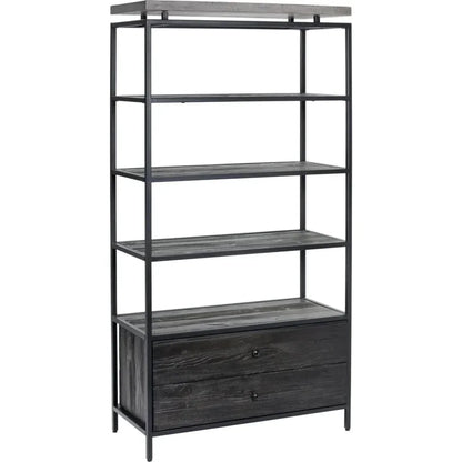Norwood Iron Framed Black Etagere-Etageres-SUNPAN-LOOMLAN