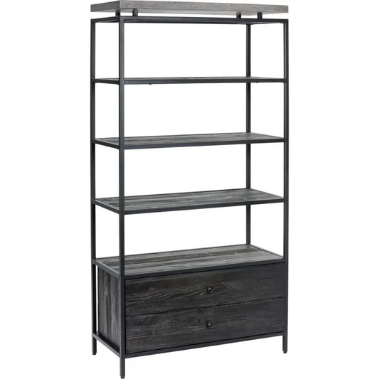 Norwood Iron Framed Black Etagere-Etageres-SUNPAN-LOOMLAN